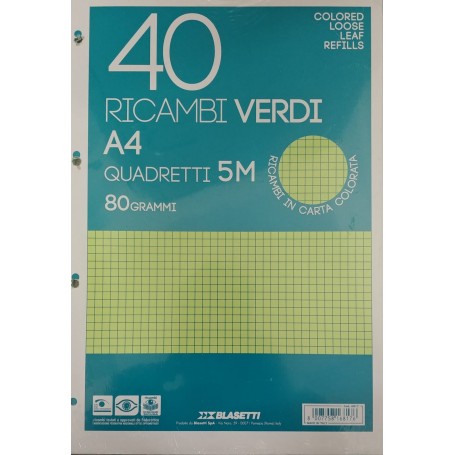 RICAMBI A4 RIGO 5 MM VERDI 