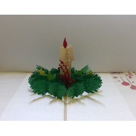 BIGLIETTO AUGURALE ORIGAMI CANDELA NATAL 