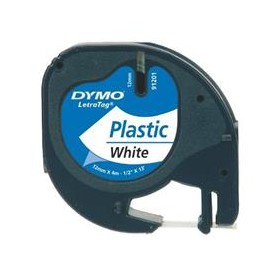 NASTRO DYMO LETRATAG 12MMX4M NERO-BIANCO PLASTICA