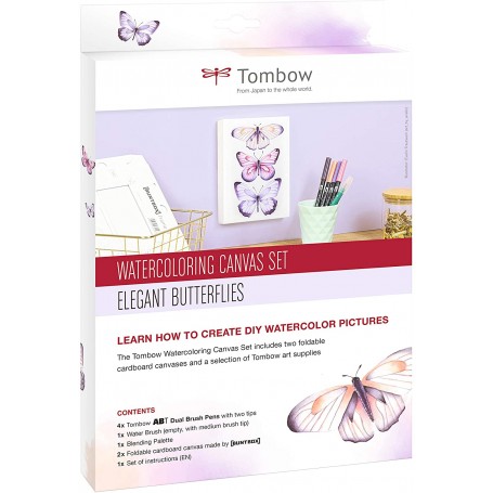 SET WATERCOLORING CANVAS BUTTERF. TOMBOW CANVAS-SET1
