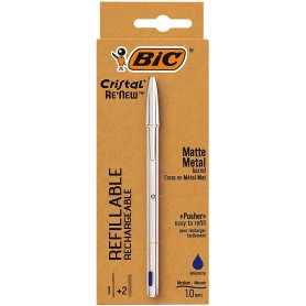 PENNA BIC CRISTAL METALLO BLU + 2 REFIL 