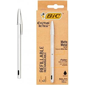 PENNA BIC CRISTAL METALLO NERA + 2 REFIL 