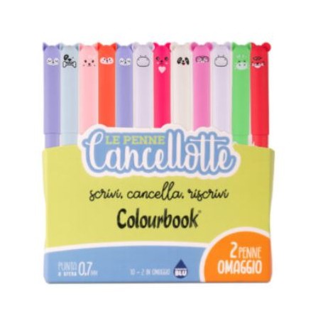 PENNA CANCELLOTTA COLOURBBOK SET 12PZ BL BLU 10 + 2 OMAGGIO 8 BLU 4 ROSSE