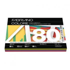 RISMA A4 FABRIANO 80 GR. MIX FORTE FABRIANO COLORE 250FF.