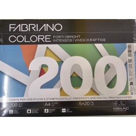 RISMA A4 FABRIANO 200 GR. MIX FORTE FABRIANO COLORE 100FF.