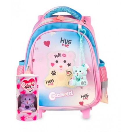 ZAINO ASILO TROLLEY COCCOLOTTI LOVE ROSA CON COCCOLOTTO IN OMAGGIO