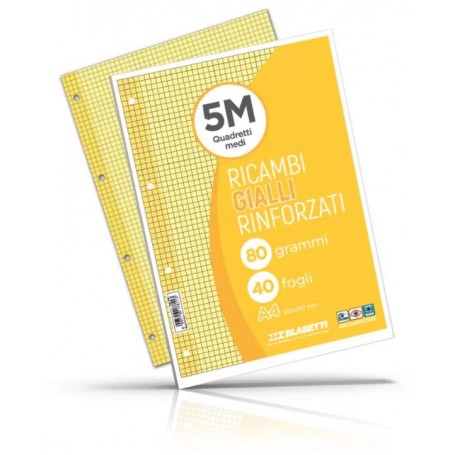 RICAMBI A4 RIGO 5 MM GIALLO RINFORZATI BLASETTI