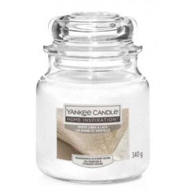 CANDELA YANKEE MEDIA 340GR. WHITE LIMEN LACE
