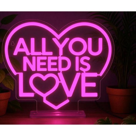 LAMPADA LEGAMI LED EFFETTO NEON ALL YOU NEED IS LOVE