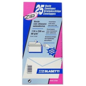 BUSTA BIANCA 11X23 SENZA FINESTRA 25PZ 90 GR. BLASETTI