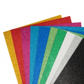 GOMMA EVA 60X40X2 GLITTER GIALLO FLUO 