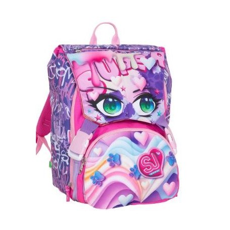 ZAINO SJ SDOPPIABILE GANG FACCE ROSA 