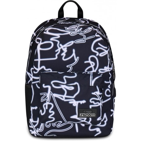 ZAINO SEVEN ISCHOOLPACK CON POWERBANK E USB  NTEGRATI NERO/BIANCO