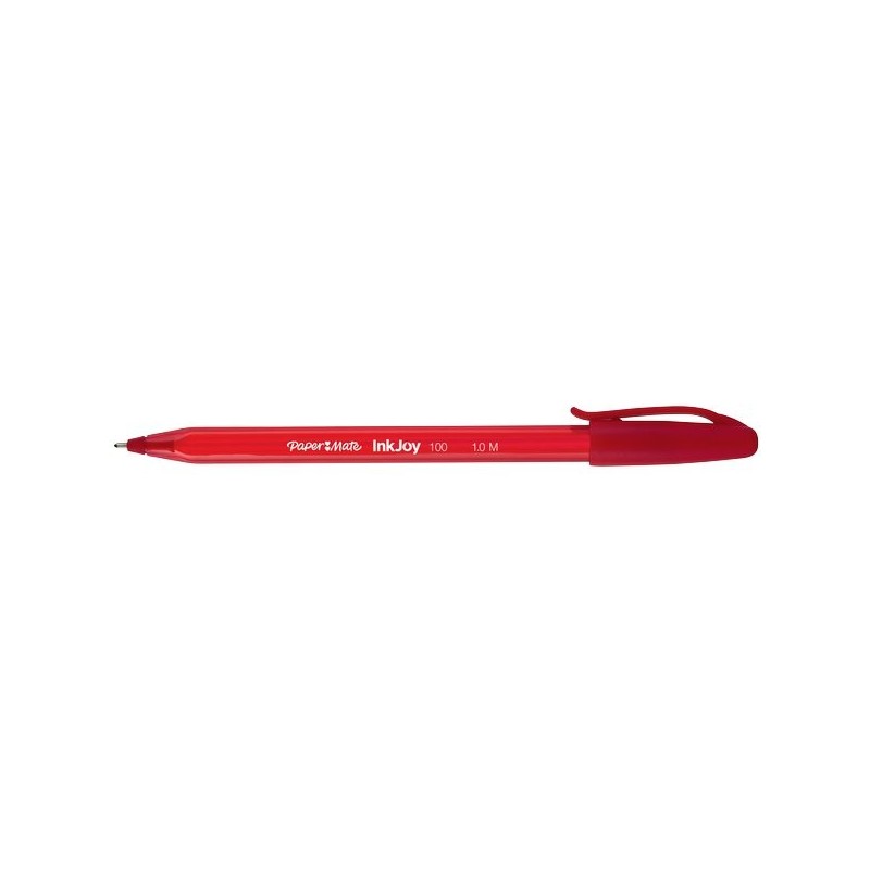 Papermate InkJoy 100 RT Penna A Sfera Rossa - Tratto Medio, Meccanismo A Pressione, Impugnatura Triangolare